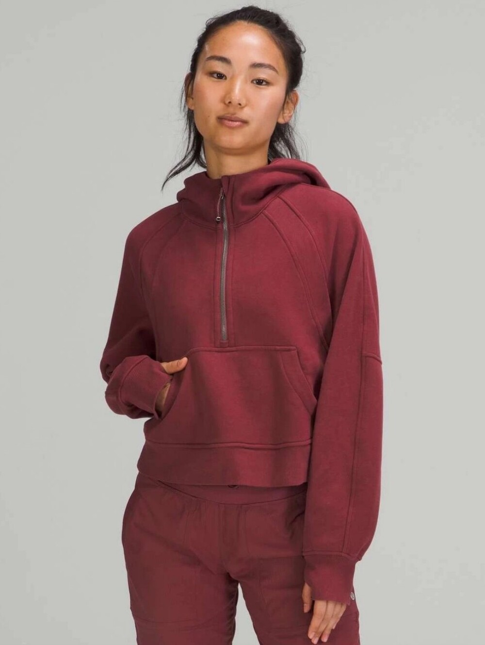 lululemon athletica Half-Zip Hoodie in Burgundy